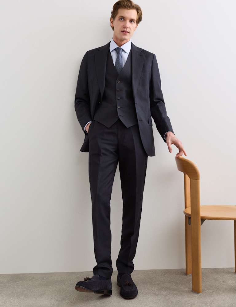 3 Piece Tailored Fit Italian Silk & Linen Suit 1 of 6