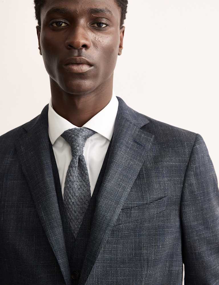 3 Piece Italian Wool Rich Silk Linen Check Suit 2 of 6