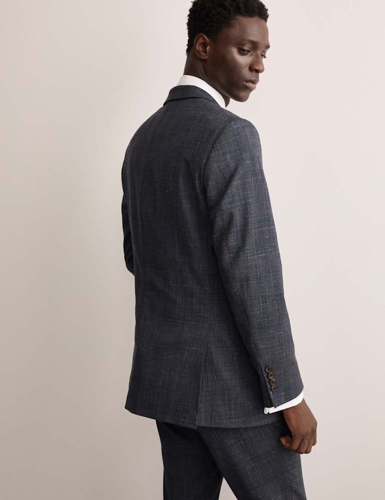 3 Piece Italian Wool Rich Silk Linen Check Suit 4 of 6