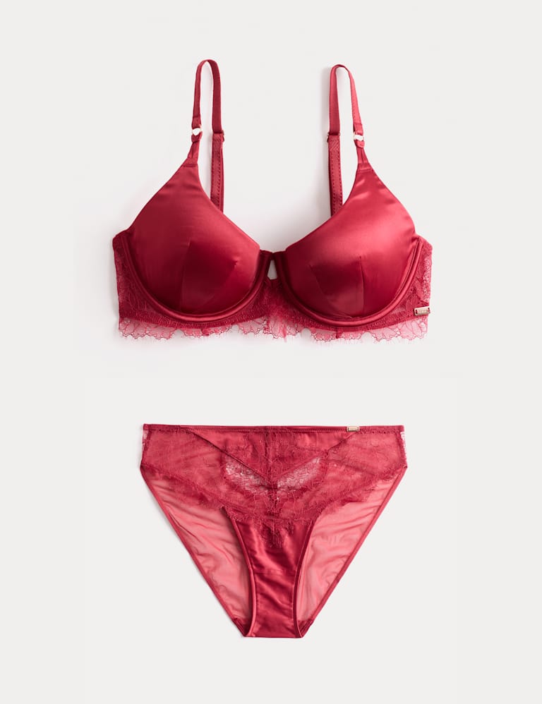 Forget Me Not Satin Wired Demi Cup Bra Set A-E 2 of 6
