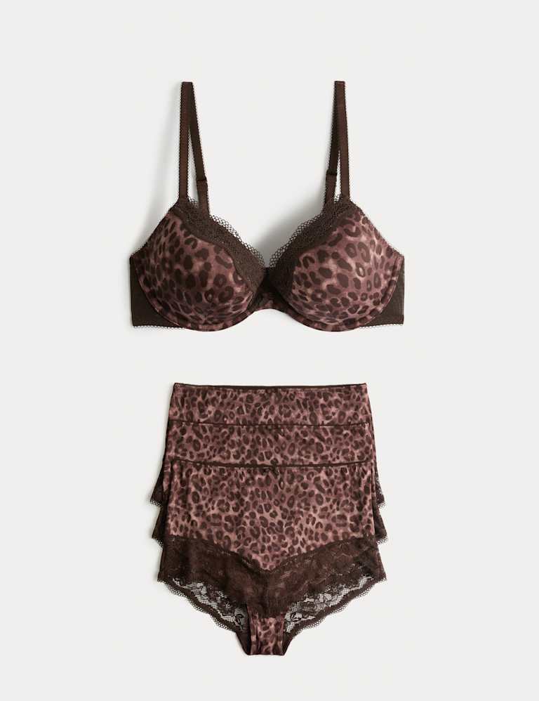 Jasmine Lace Wired Printed Plunge Bra Set 2 of 6