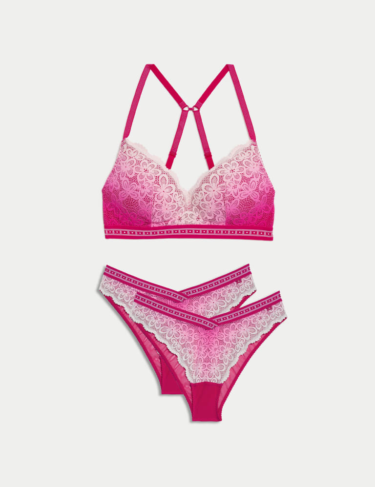 Cleo Ombre Lace Non Wired Plunge Bra Set A-E 2 of 7