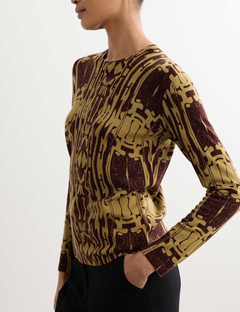 Pure Merino Wool Printed Jumper and Trouser Set 3 of 6