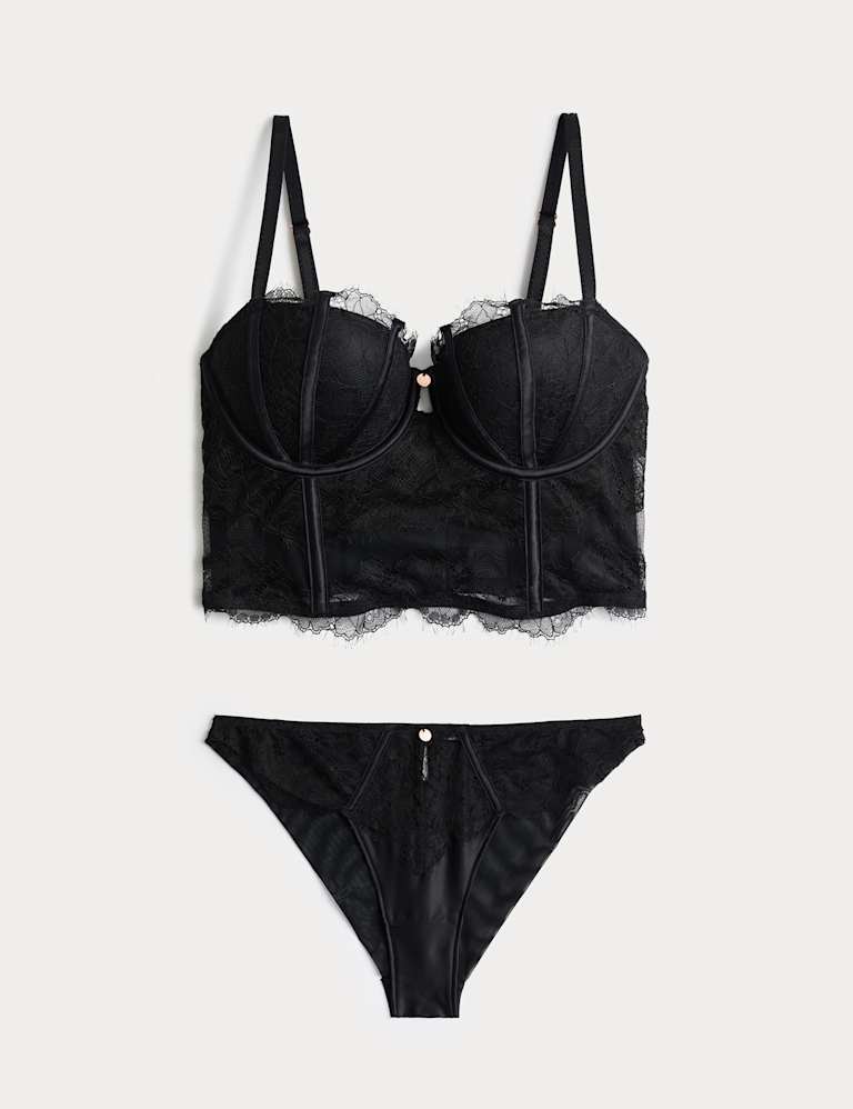 Liana Satin & Lace Wired Balconette Corset Set A-DD 2 of 6