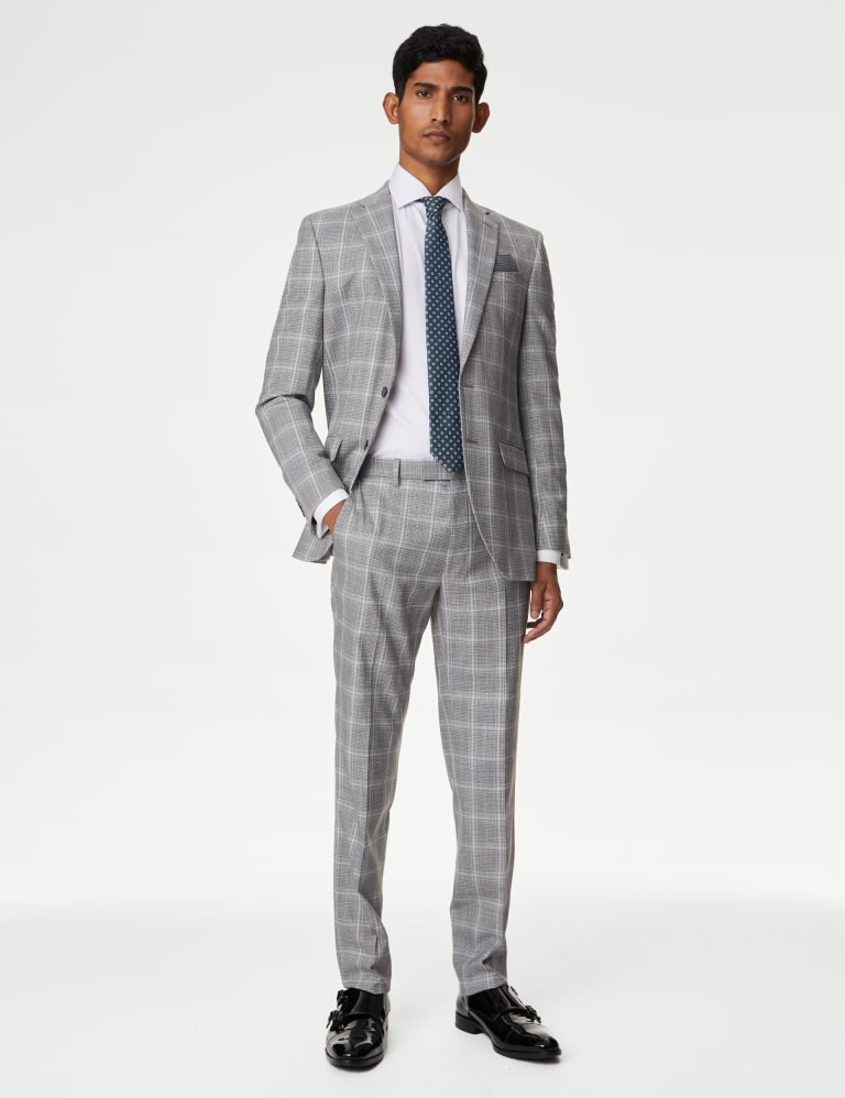 Slim Fit Check Stretch Suit 1 of 7
