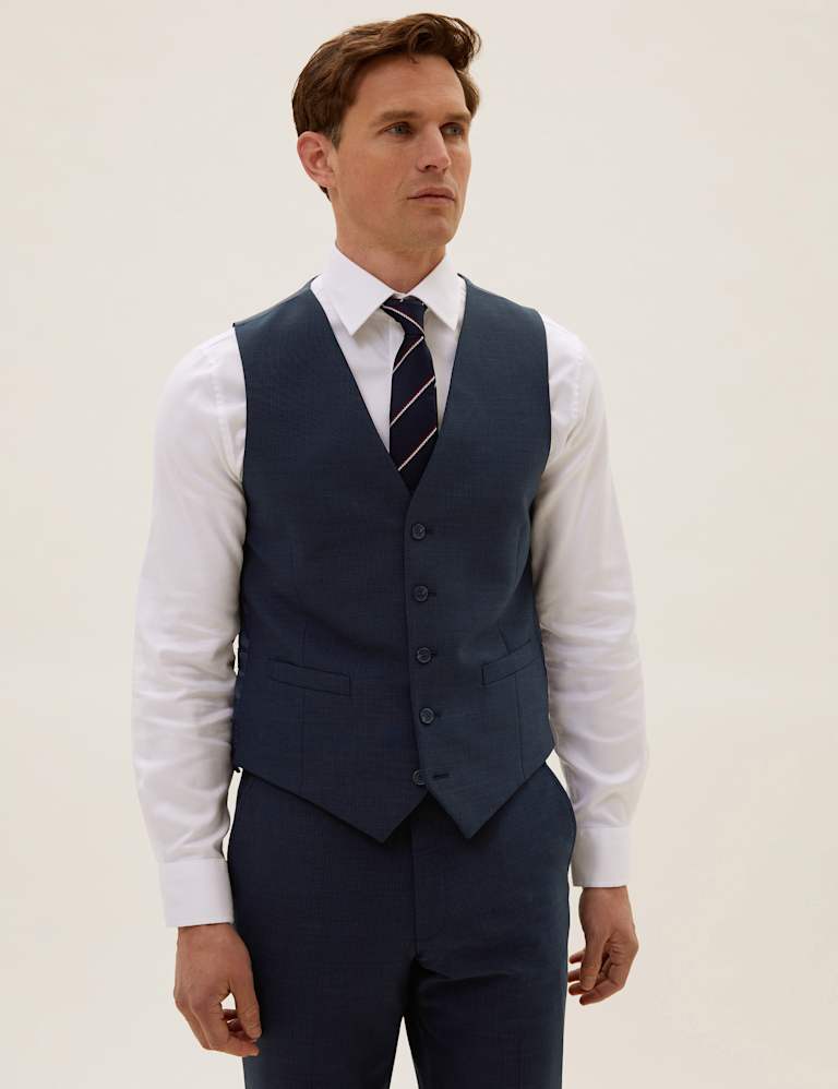 The Ultimate Navy Slim Fit Wool Pinstripe 3 Piece Suit 2 of 7