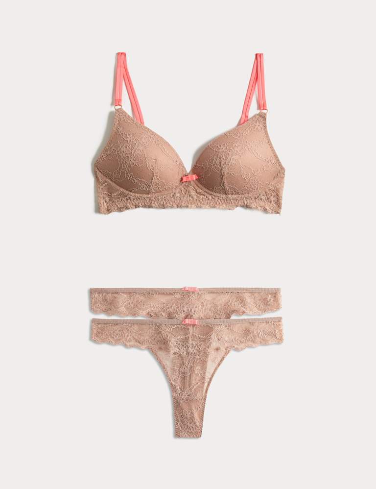 Ida Lace Non Wired Plunge Bra Set A-E 2 of 6