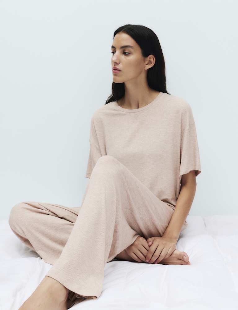 Modal Rich Ribbed Pyjama Top Set 6 of 6