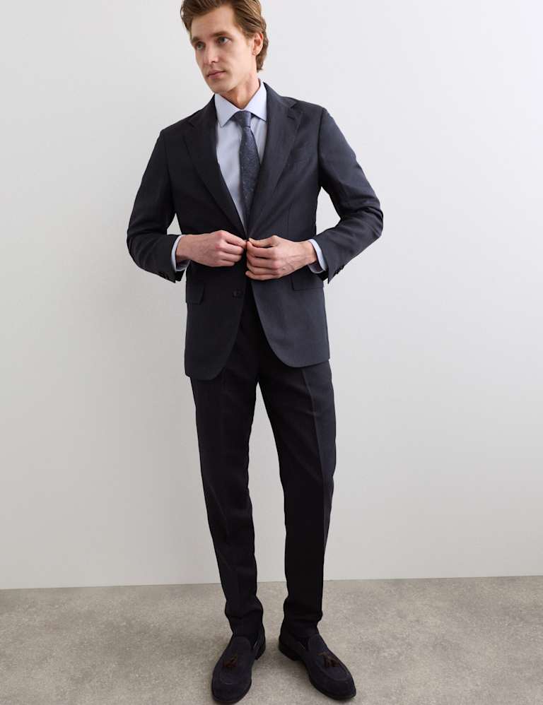 2 Piece Tailored Fit Italian Silk & Linen Suit 1 of 6