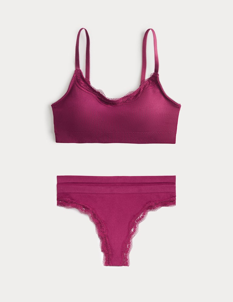 Jasmine Lace Non Wired Seamfree Crop Top Set 2 of 6