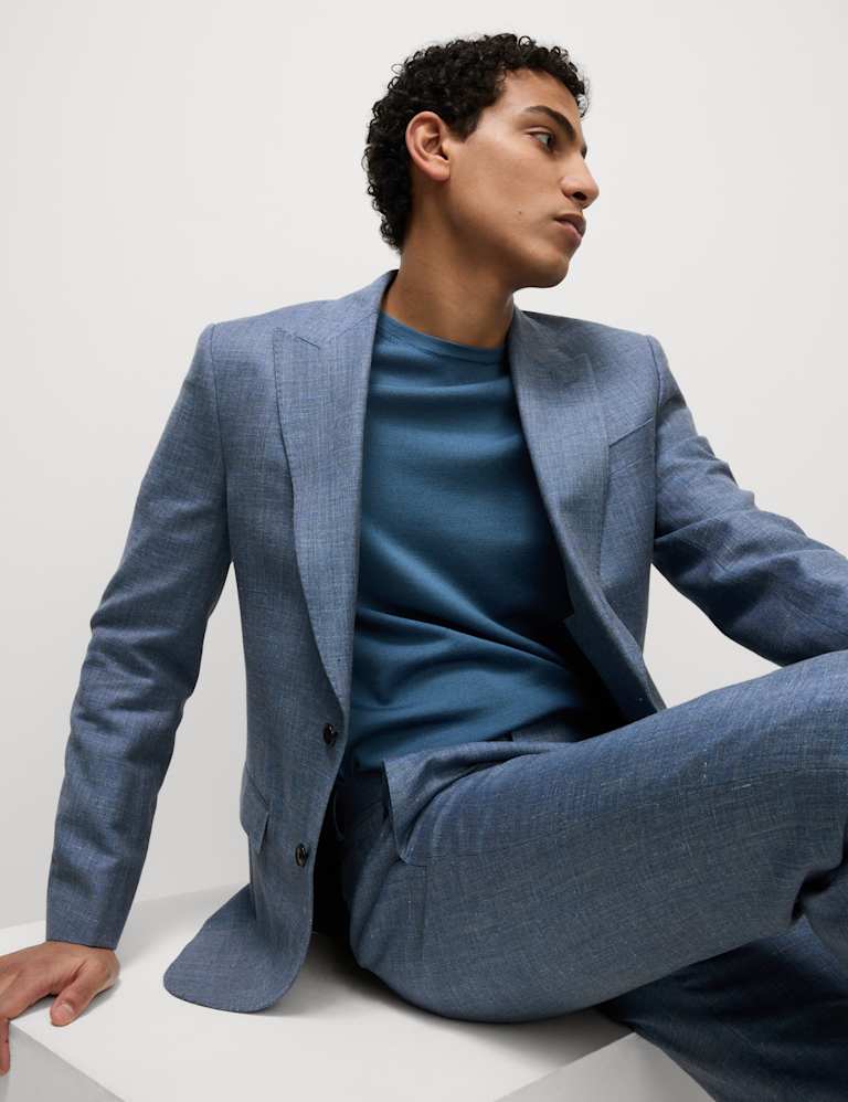 2 Piece Regular Fit Wool Rich Linen Blend Suit 5 of 6