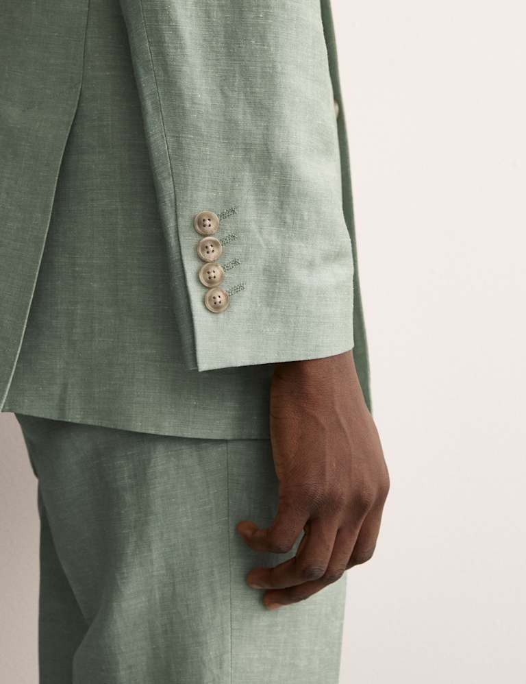 2 Piece Tailored Fit Double Breasted Wool Linen Blend Suit 5 of 6