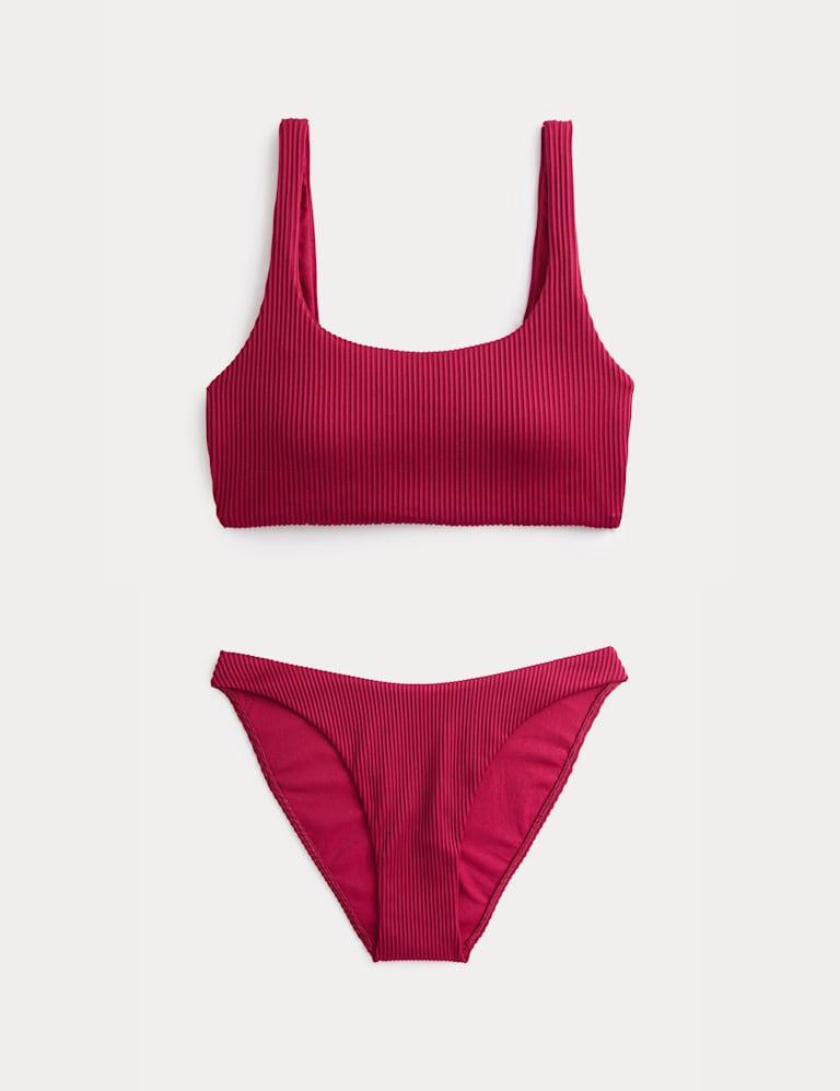 Ribbed Scoop Neck Bikini Set 2 of 6