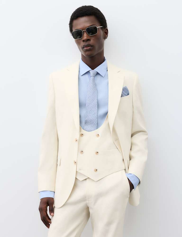 3 Piece Tailored Fit Italian Performance Linen Blend Suit 1 of 6