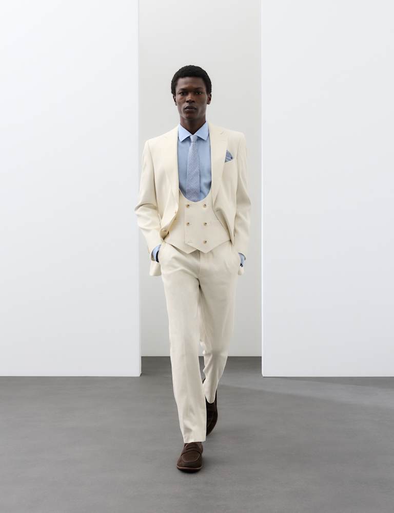 3 Piece Tailored Fit Italian Performance Linen Blend Suit 6 of 6