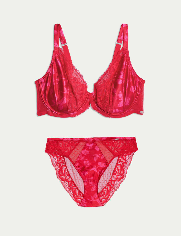 Peony Silk & Lace Wired Plunge Bra Set F-H 2 of 6