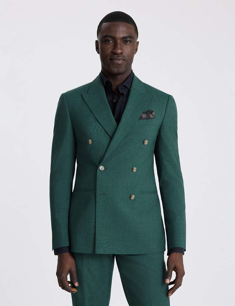 2 Piece Slim Fit Wool Blend Double Breasted Suit 1 of 6