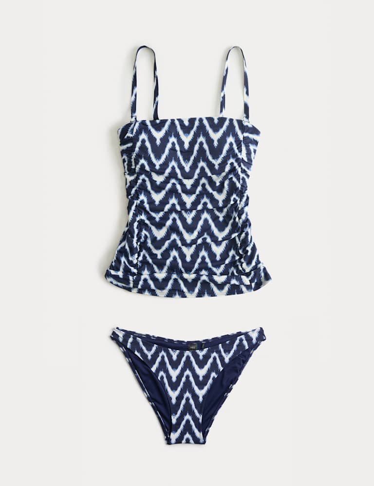 Tummy Control Printed Ruched Tankini Set 2 of 6