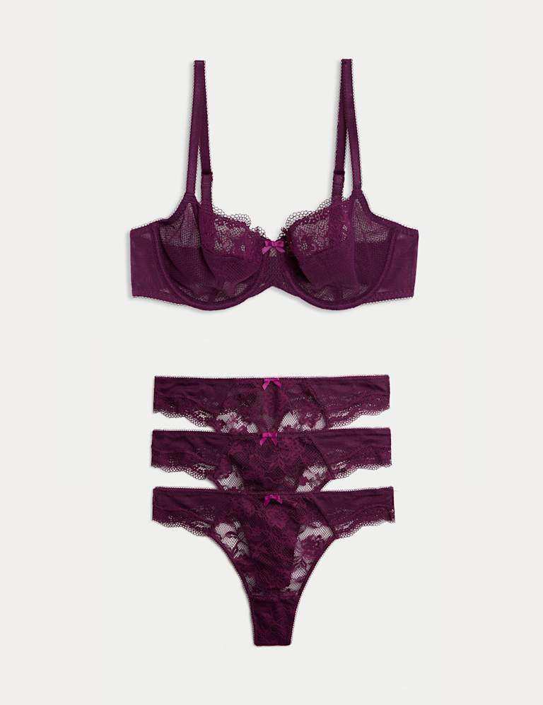 Jasmine Lace Wired Balcony Bra Set A-E 2 of 6