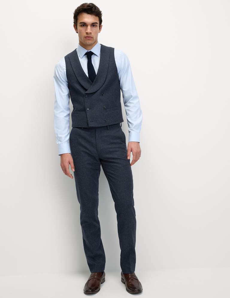 3 Piece Tailored Fit Wool Rich Tweed Double Breasted Suit 3 of 6