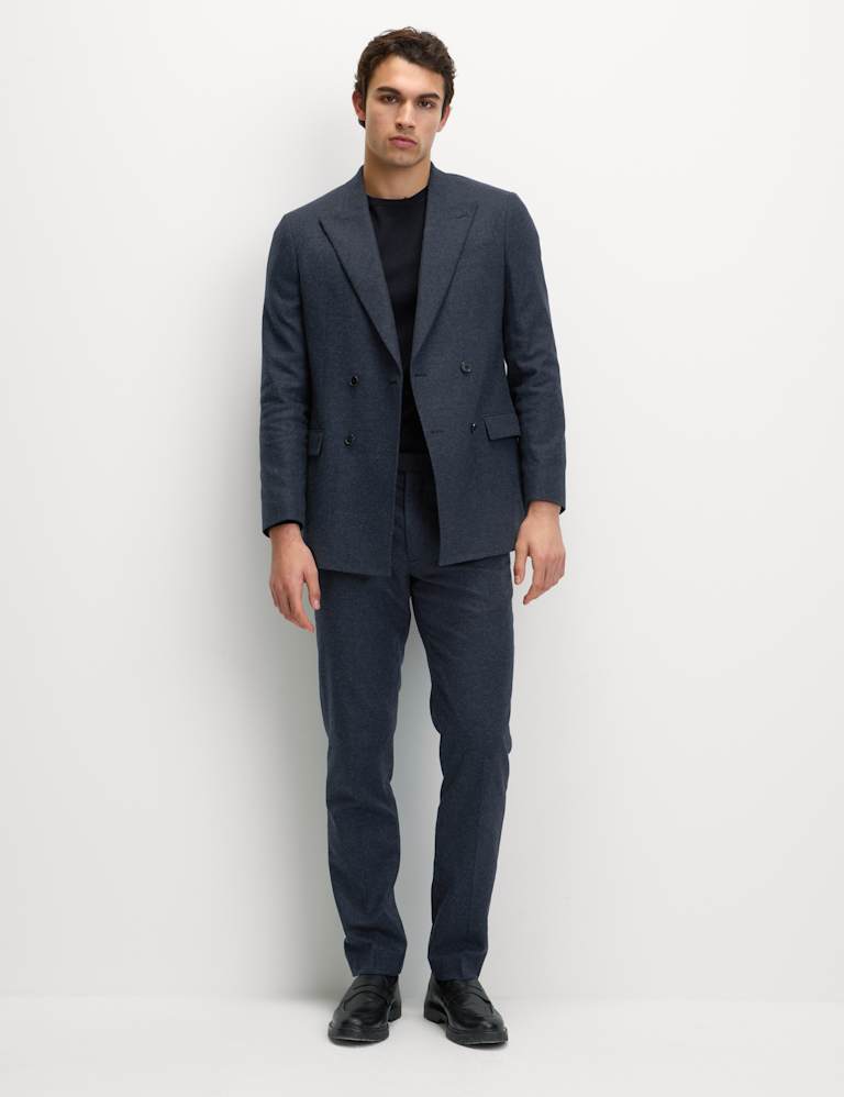 3 Piece Tailored Fit Wool Rich Tweed Double Breasted Suit 5 of 6