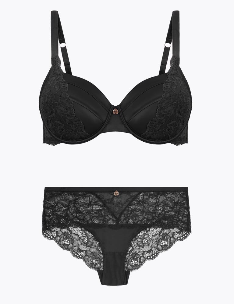 Silk & Lace Underwired Set with Full Cup Bra A-E 2 of 6