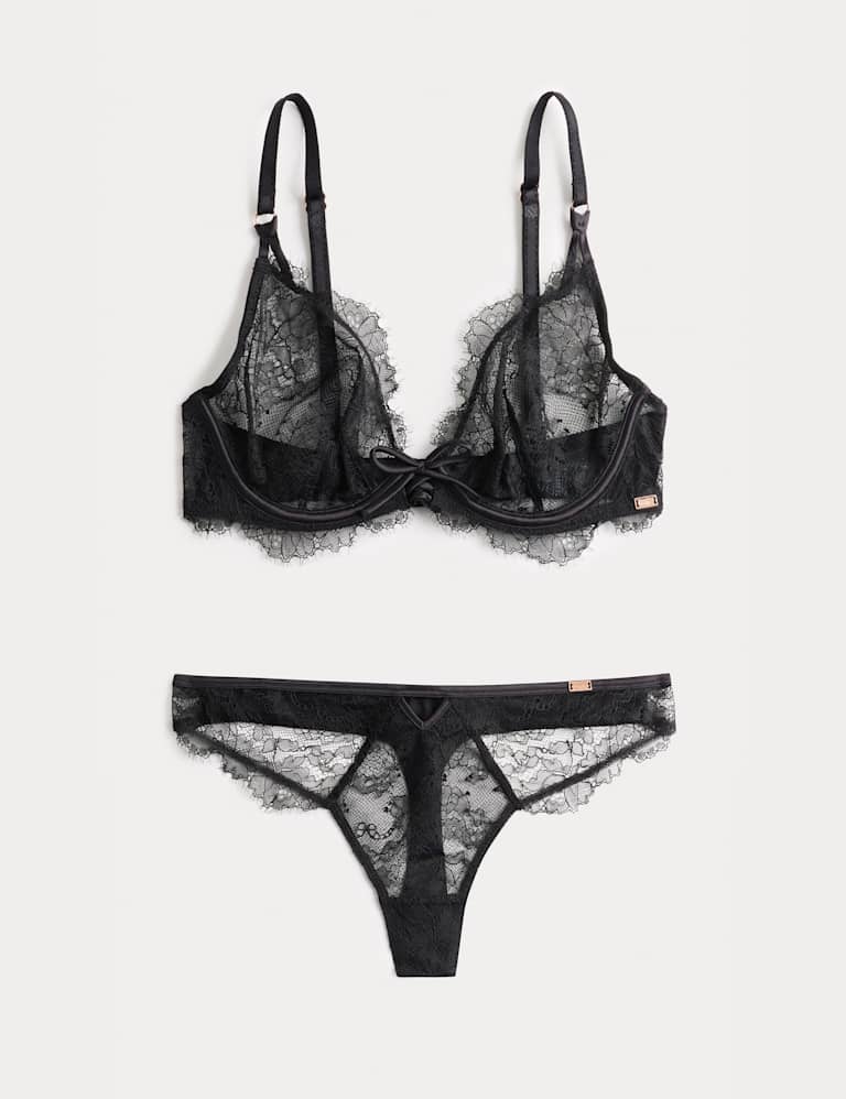 Forget Me Not Lace Wired Plunge Bra Set A-E 2 of 6