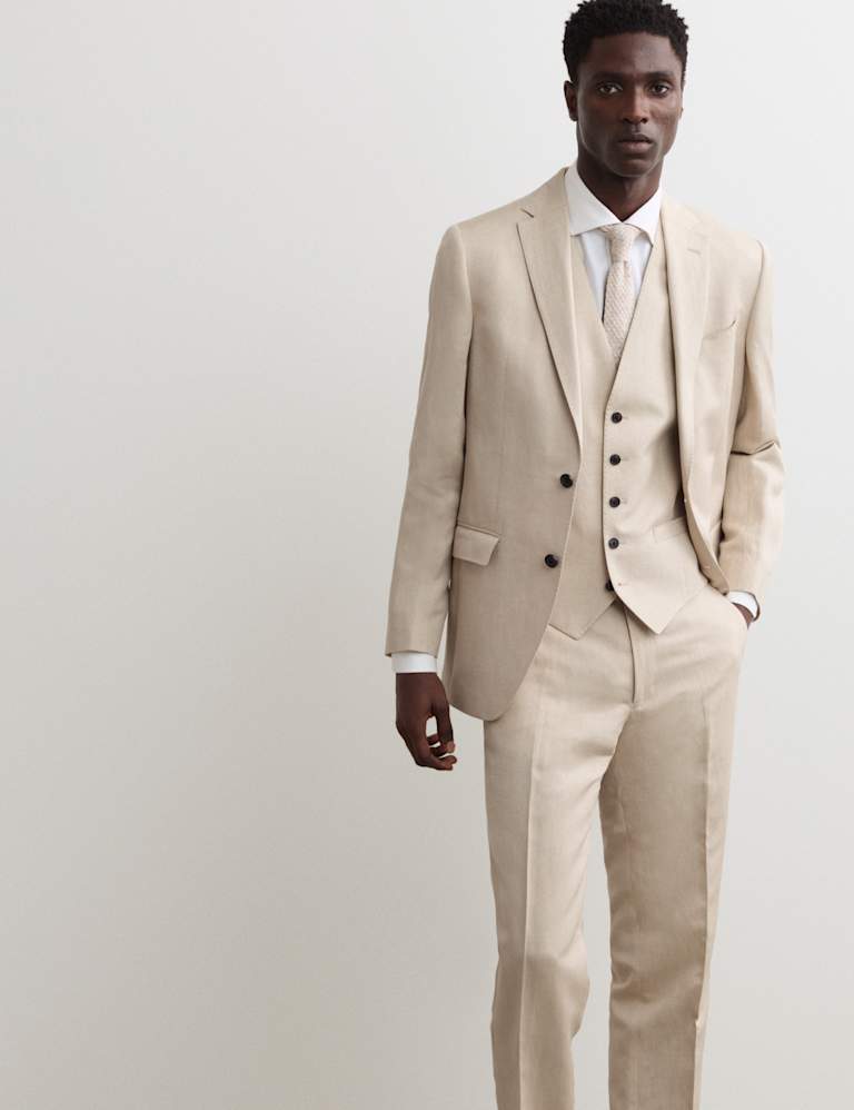 2 Piece Tailored Fit Linen Blend Suit 1 of 6