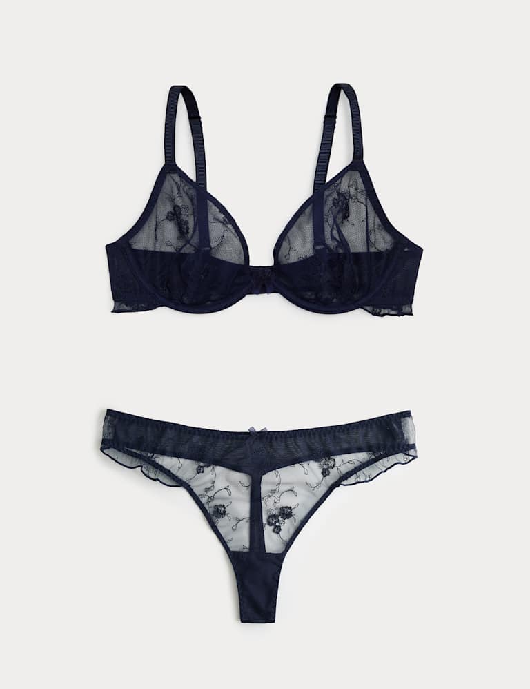 Helena Embroidered Wired Plunge Bra Set A-E 2 of 6