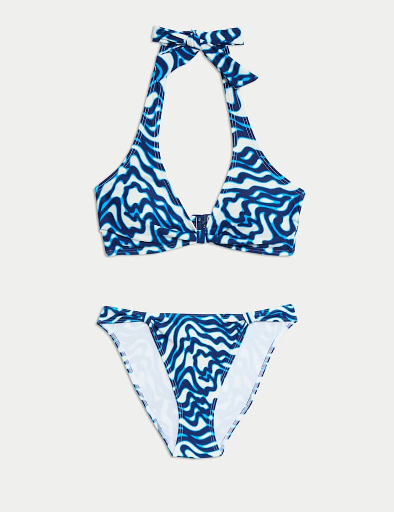 Knot Front Halterneck Plunge Bikini Set 2 of 6