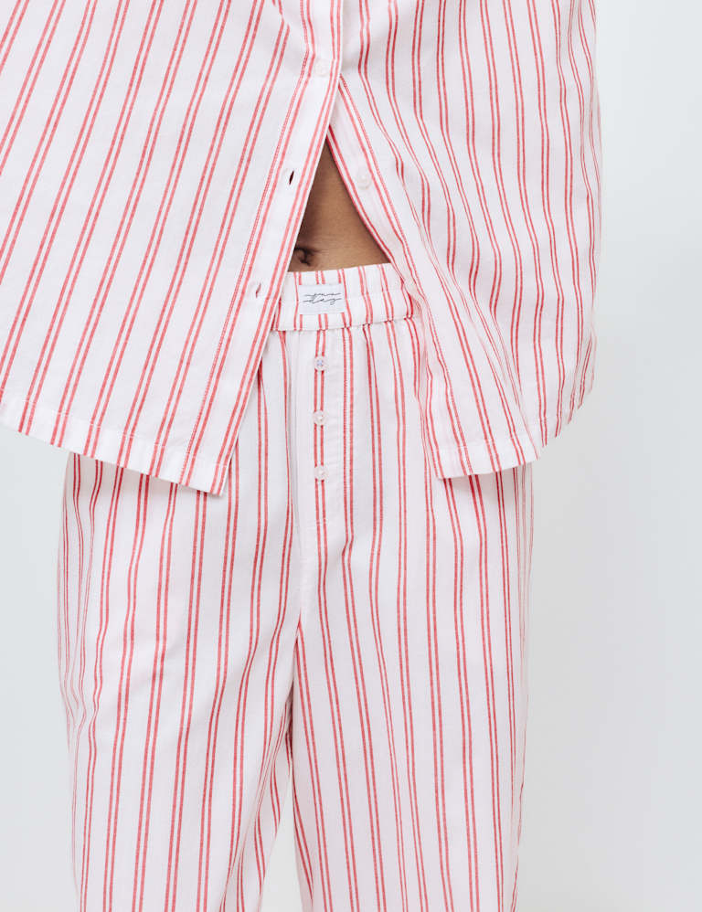 Pure Cotton Striped Pyjama Shirt & Bottom Set 5 of 6
