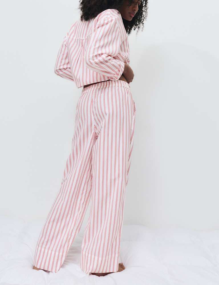 Pure Cotton Striped Pyjama Shirt & Bottom Set 6 of 6