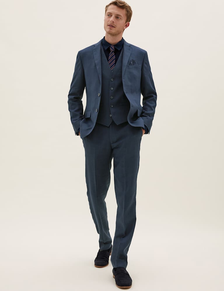 Tailored Fit Italian Linen Miracle™ 3 Piece Suit 4 of 8