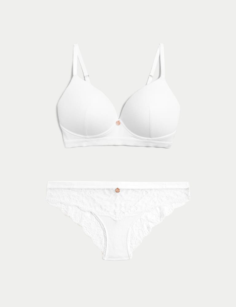 Ribbed Lounge Non-Wired Plunge Bra Set A-E 2 of 6