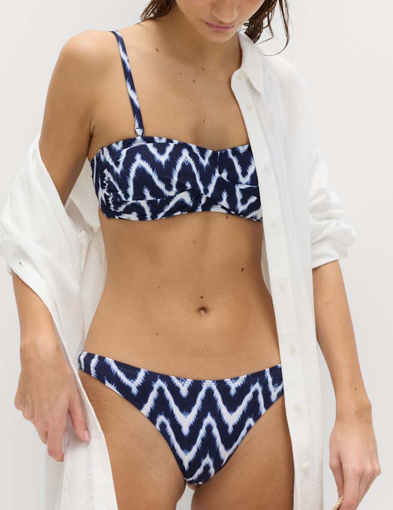 Printed Padded Twist Front Bandeau Bikini Set 5 of 6