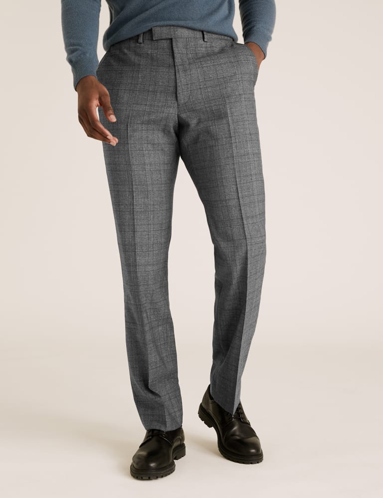 Charcoal Regular Fit Wool Checked Suit 4 of 8