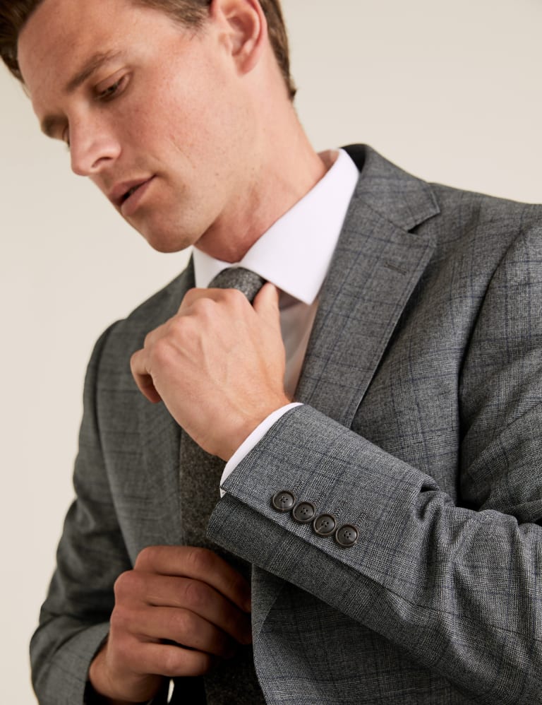 Charcoal Regular Fit Wool Checked Suit 7 of 8