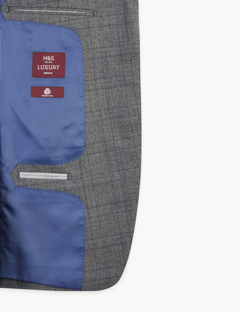 Charcoal Regular Fit Wool Checked Suit 8 of 8