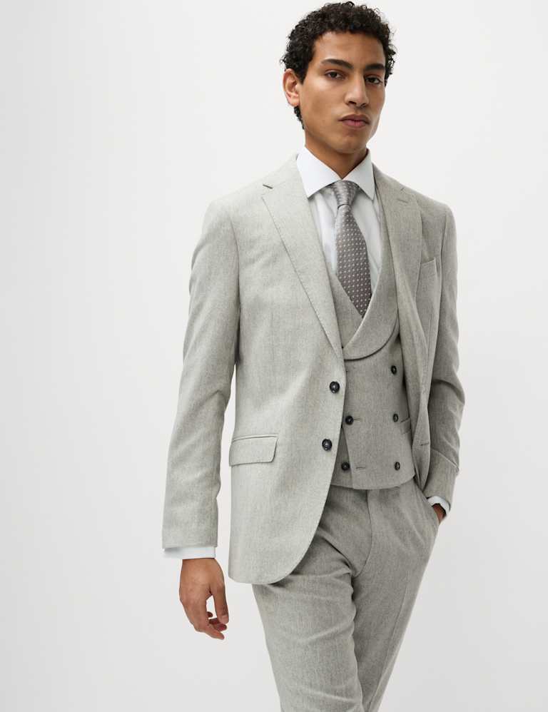 3 Piece Tailored Fit Wool Rich Tweed Suit 1 of 6