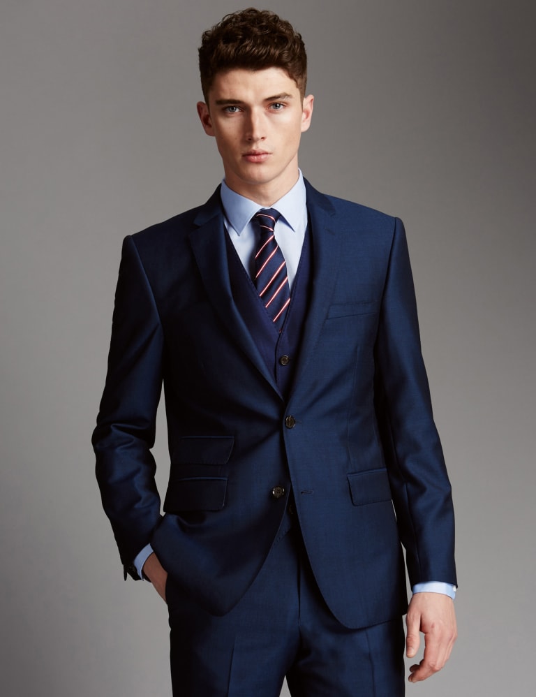 Blue Tailored Fit Wool Suit 1 of 9