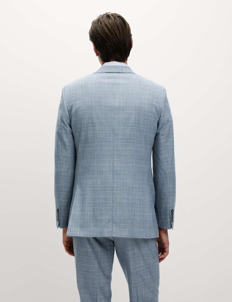 2 Piece Regular Fit Linen Look Check Suit 4 of 6