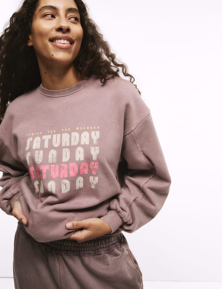 Cotton Rich Slogan Oversized Sweatshirt Set 3 of 6