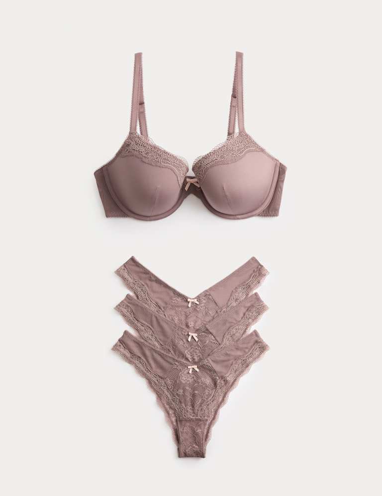Jasmine Lace Wired Demi Cup Bra Set A-E 2 of 6