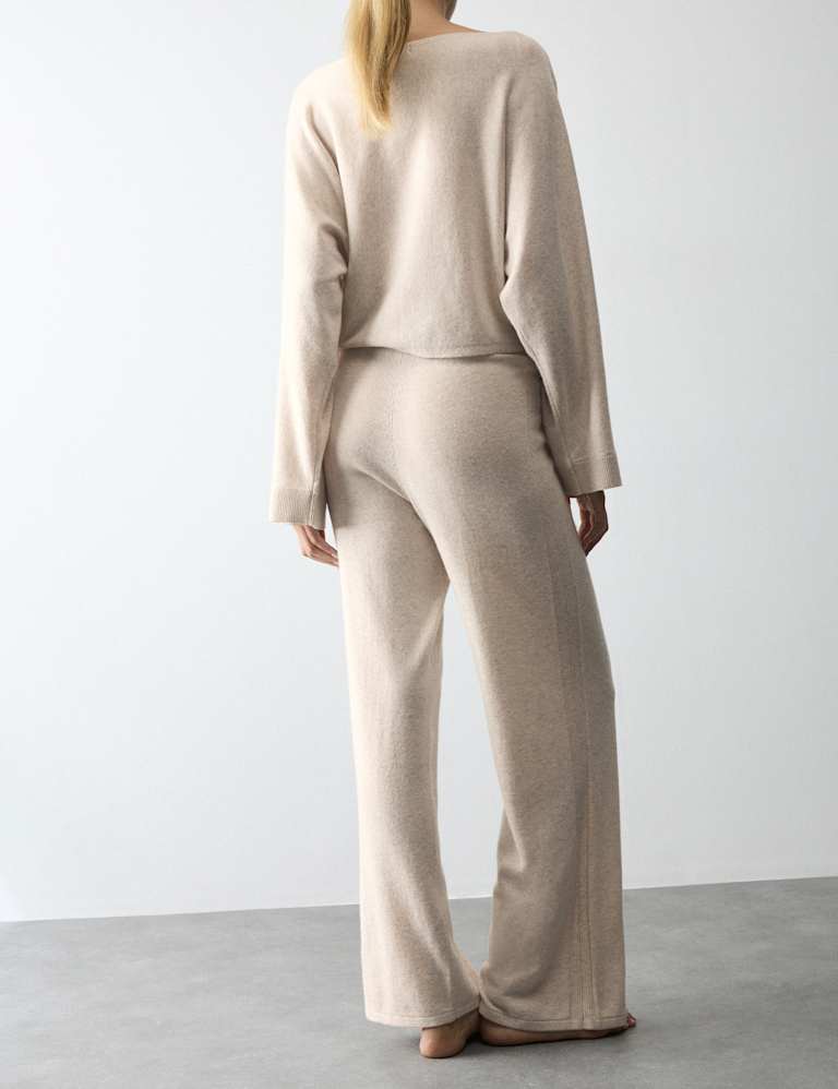 Merino Wool Blend Pyjama Top with Cashmere & Bottom Set 6 of 6