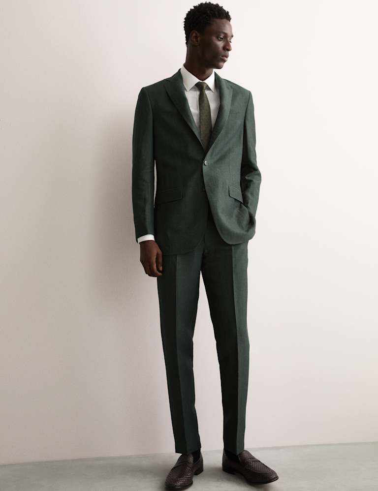 2 Piece Tailored Fit Wool Linen Blend Suit 1 of 6