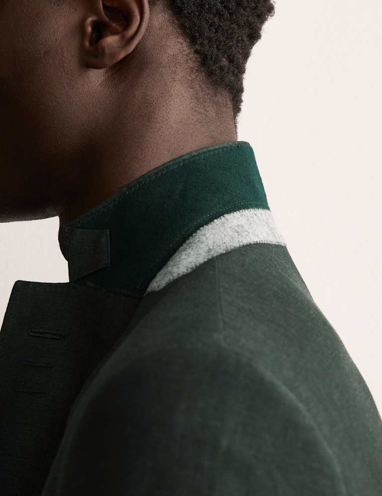 2 Piece Tailored Fit Wool Linen Blend Suit 4 of 6