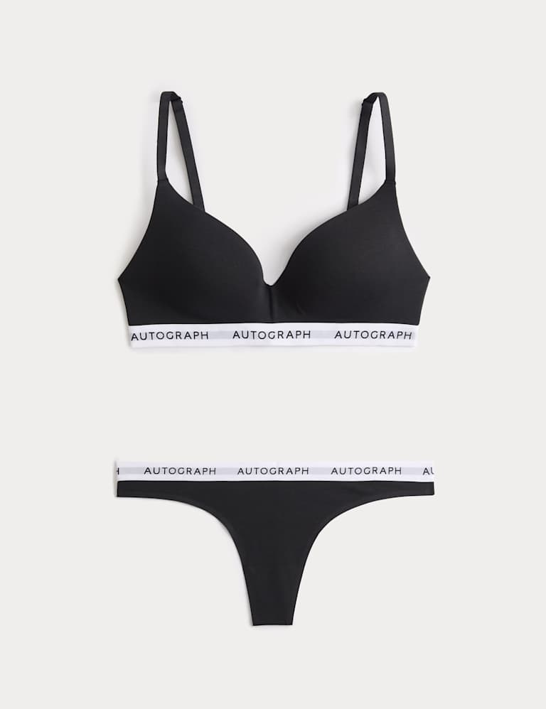 Lille Supima™ Cotton Non Wired Plunge Bra Set A-E 2 of 6