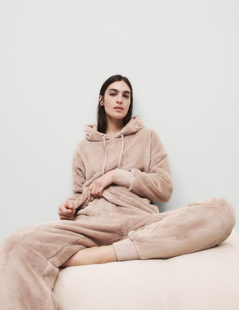 Faux Fur Fleece Hoodie Set 1 of 6