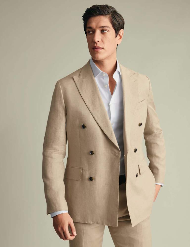 Slim Fit Pure Linen Double Breasted Suit 1 of 6