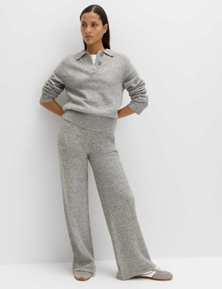 Collared Jumper & Wide Leg Trousers Set 1 of 6